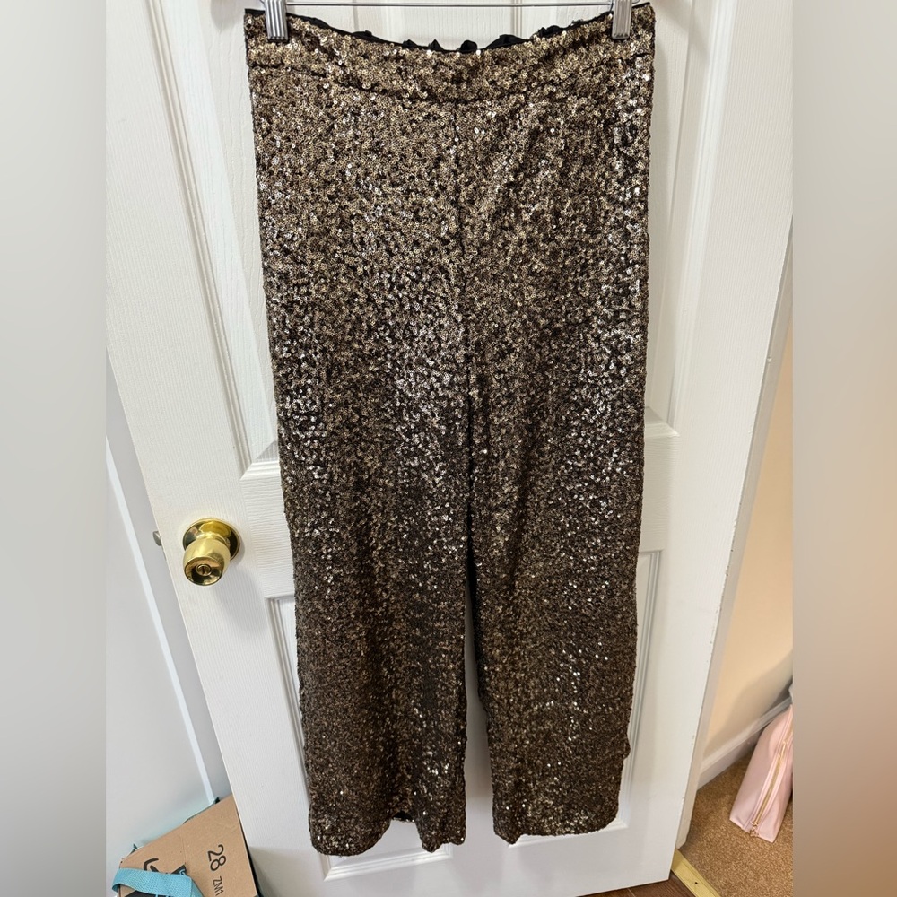 Banana Republic Black and Gold Sequin pants